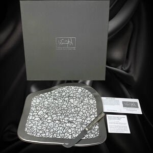 NEW Michael Wainwright Tempio Luna Platinum Cheese Plate Knife Boxed Modernist